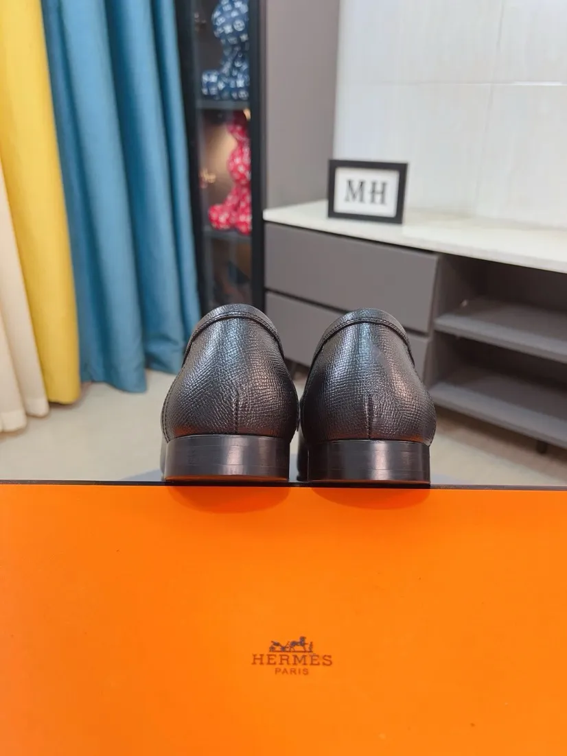 Men's shoes 💰560🌹🌹Niuli "HERMES" Hermès business leather shoes, original factory configuration, original imported cowhide upper + luxury hardware logo + fully imported original customized cowhide lining, sole: rubber wear-resistant outsole, difficult craftsmanship, original factory follow-up goods, 🔍🔍high quality code number: 38-44 45 can be customized